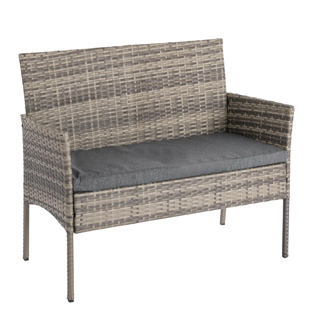 Lowry 4-Seater Wicker 4-Piece Outdoor Lounge Set - Mixed Grey - Nurns