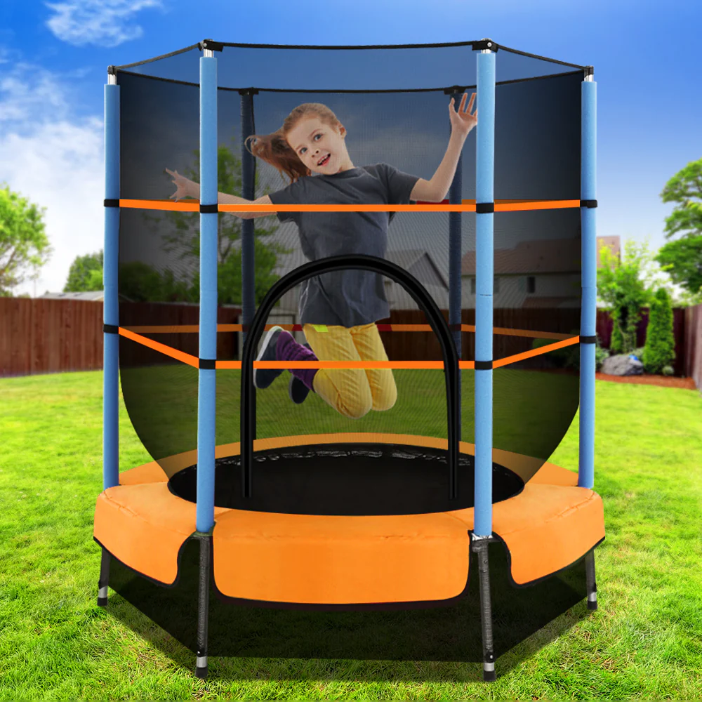 Everfit Trampoline for Kids 4.5FT with Enclosure Safety Net Rebounder Gift Orange - Nurns