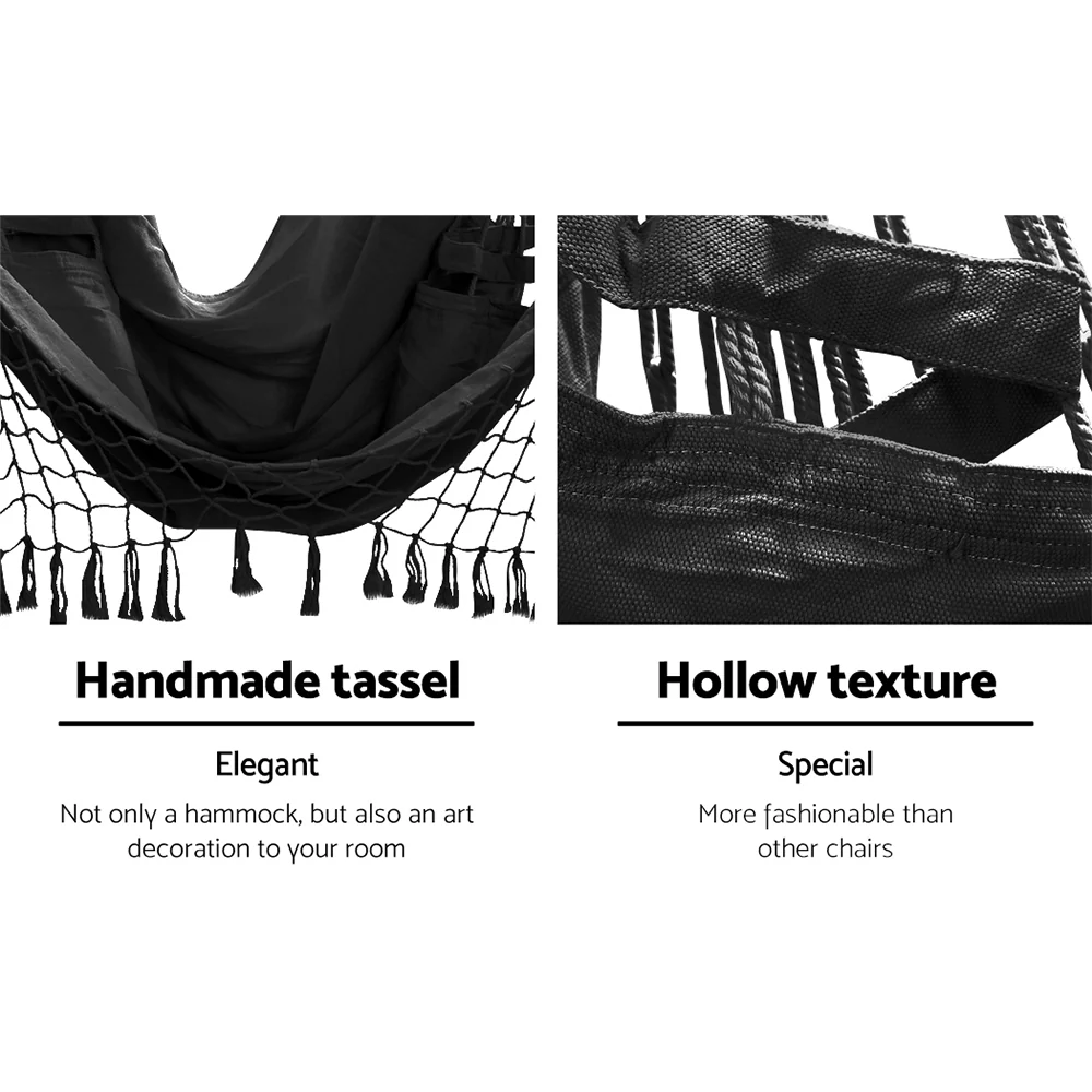 Hanging Hammock Chair Outdoor Swing Hammocks Tassel - Grey - Nurns