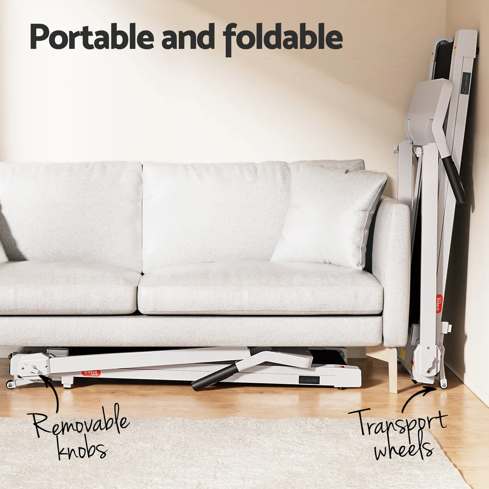 Everfit Treadmill Electric Home Gym Fitness Exercise Knob Foldable 420mm White - Nurns