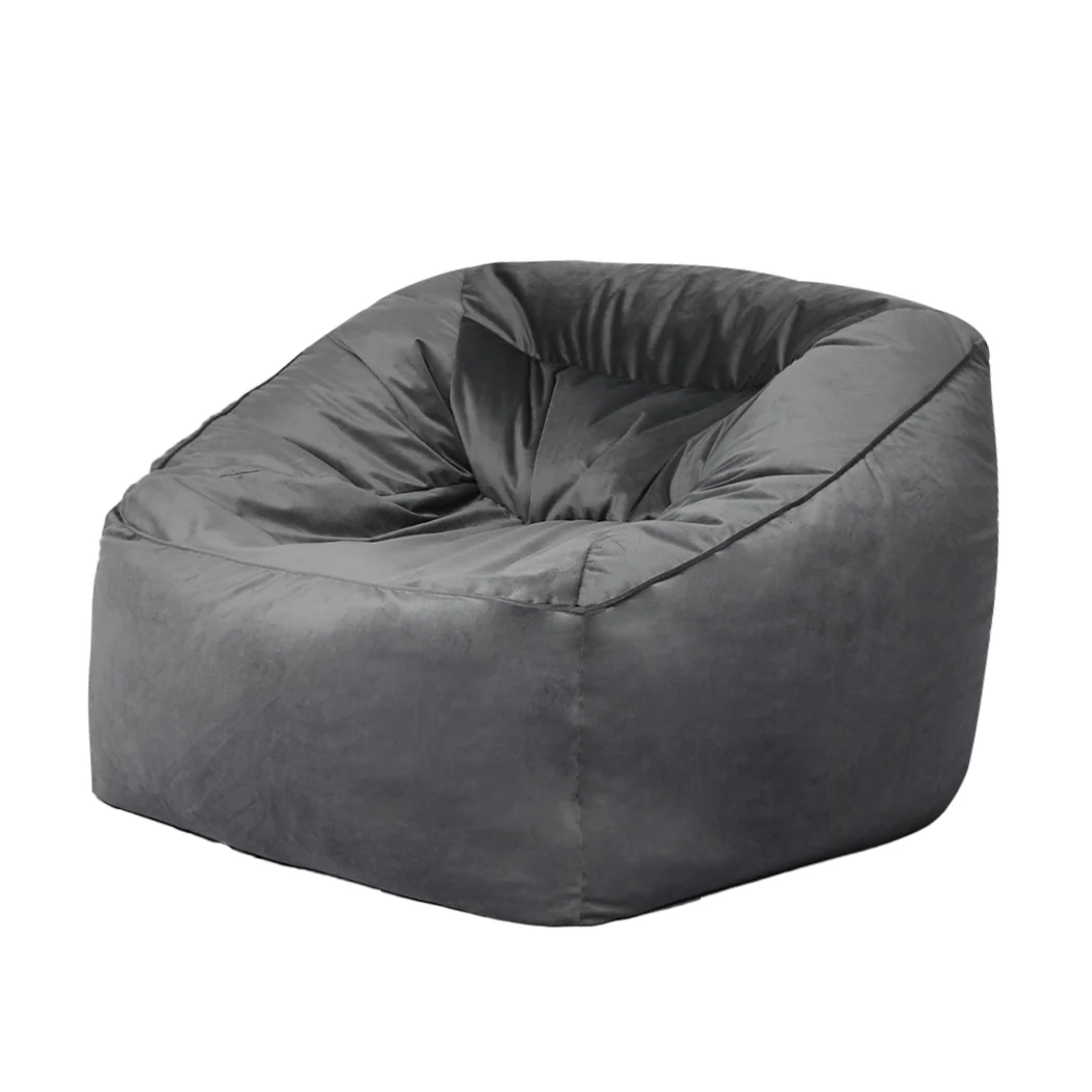 Bean Bag Chair Cover Soft Velvet Home Game Seat Lazy Sofa Cover Large - Dark Grey - Nurns