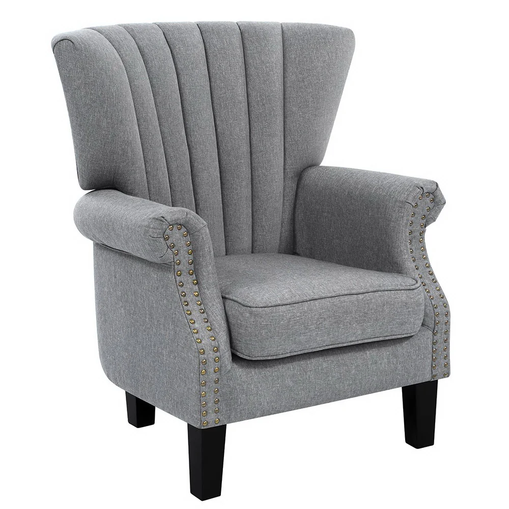 Marian Accent Fabric Lounge Armchair - Grey - Nurns
