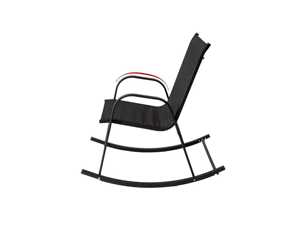 Ellise Rocking Chair High Back Rocker Chairs Steel Metal Textilene Fabric - Black - Nurns