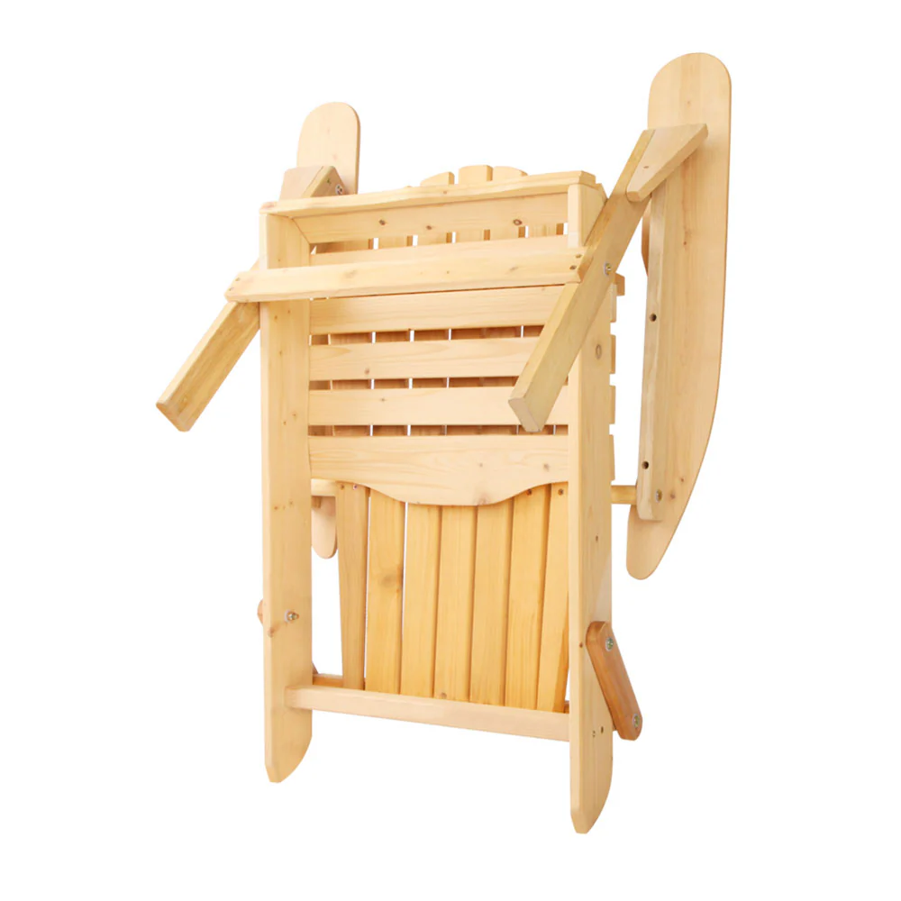 Adirondack Gardeon 3PC Outdoor Table and Chairs Wooden Foldable Beach Chair Natural - Nurns