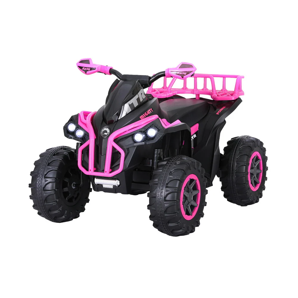 Kids Ride On Car ATV Quad Motorbike Storage Rack Electric Toys 12V - Pink - Nurns
