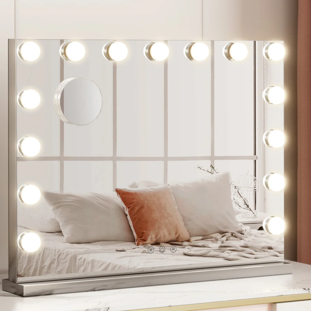 Hollywood Frameless Makeup Mirror With 15 LED Lighted Vanity Beauty 58cmx46cm - Nurns