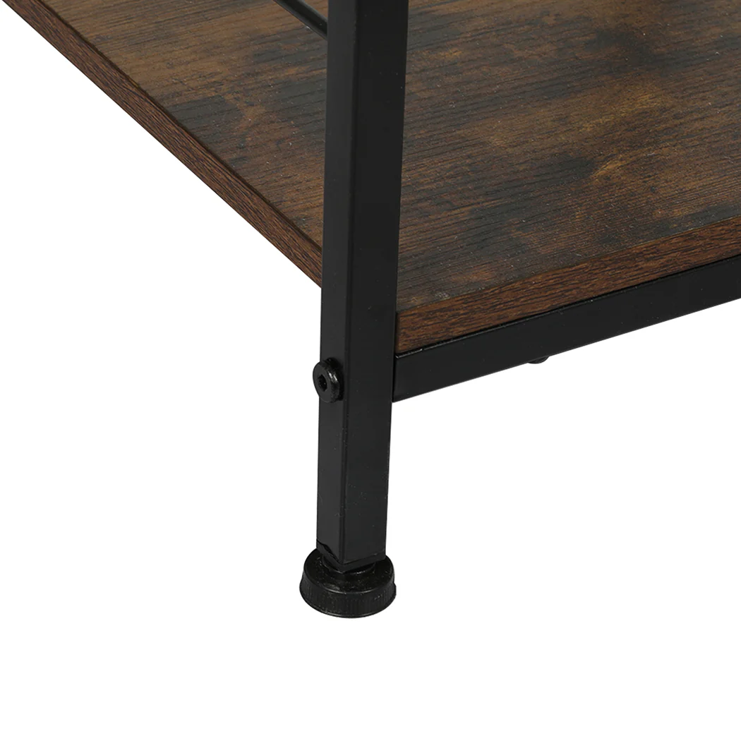 Burlington Wooden Bedside End Table Storage - Brown & Black - Nurns