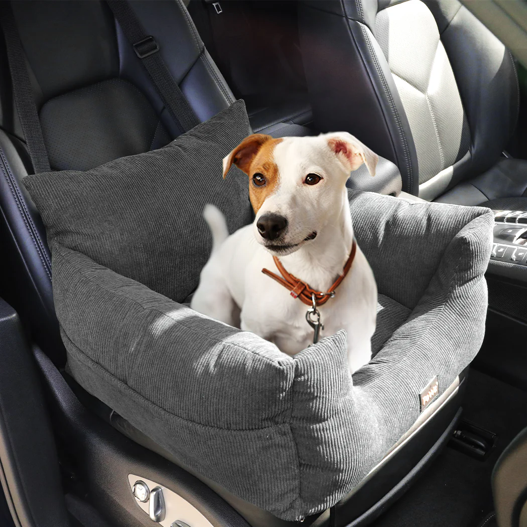 Pet Car Booster Seat Dog Protector Portable Travel Bed Removable Grey M - Grey Medium - Nurns