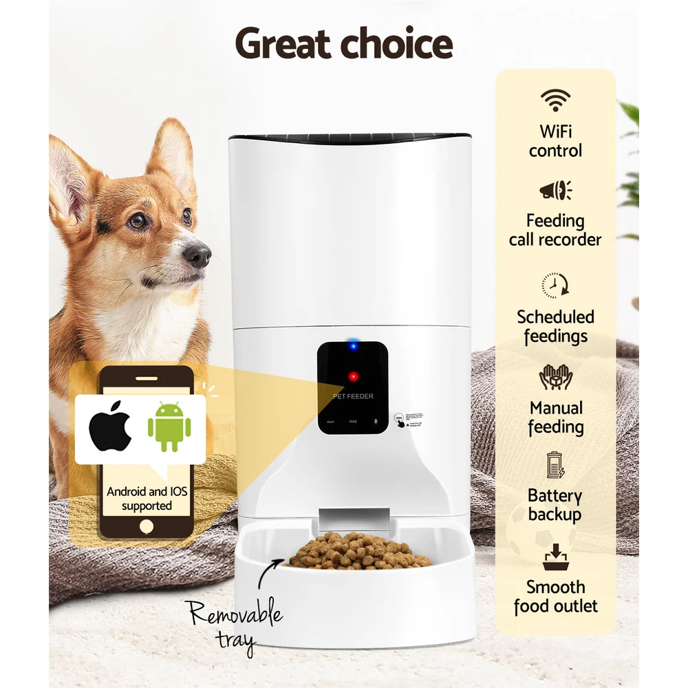 Automatic Pet Feeder 9L Auto Wifi Dog Cat Feeder Smart Food App Dispenser - Nurns