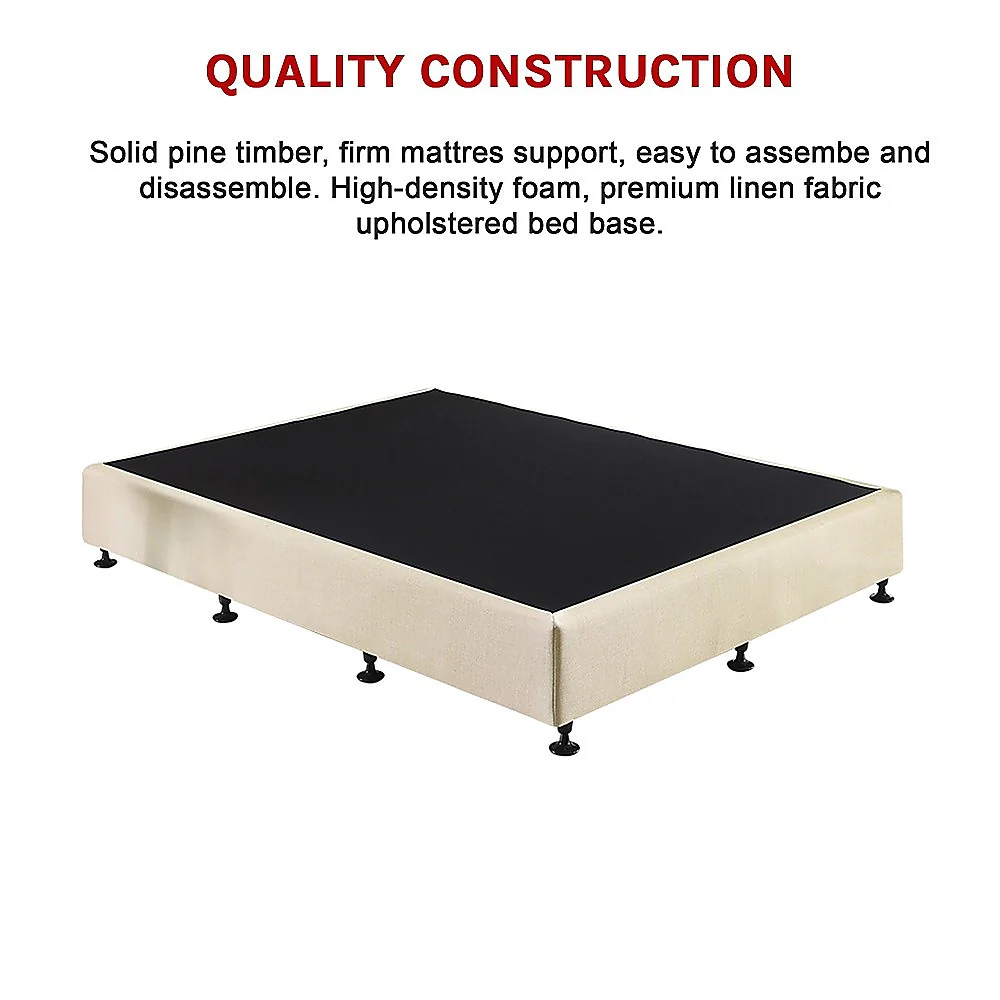 Aisha Ensemble Bed Base Linen Fabric - Natural Sand King Single - Nurns