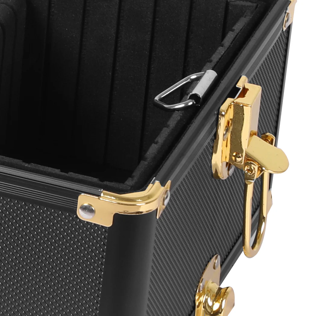 Makeup Case Professional Makeup Organiser 7 In 1 Trolley Black Gold - Nurns