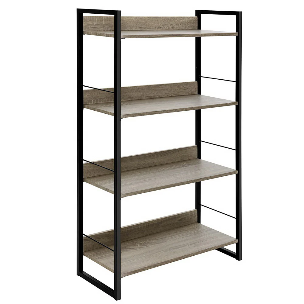 Artiss Bookshelf 4 Tiers - Noe Black And Oak - Nurns