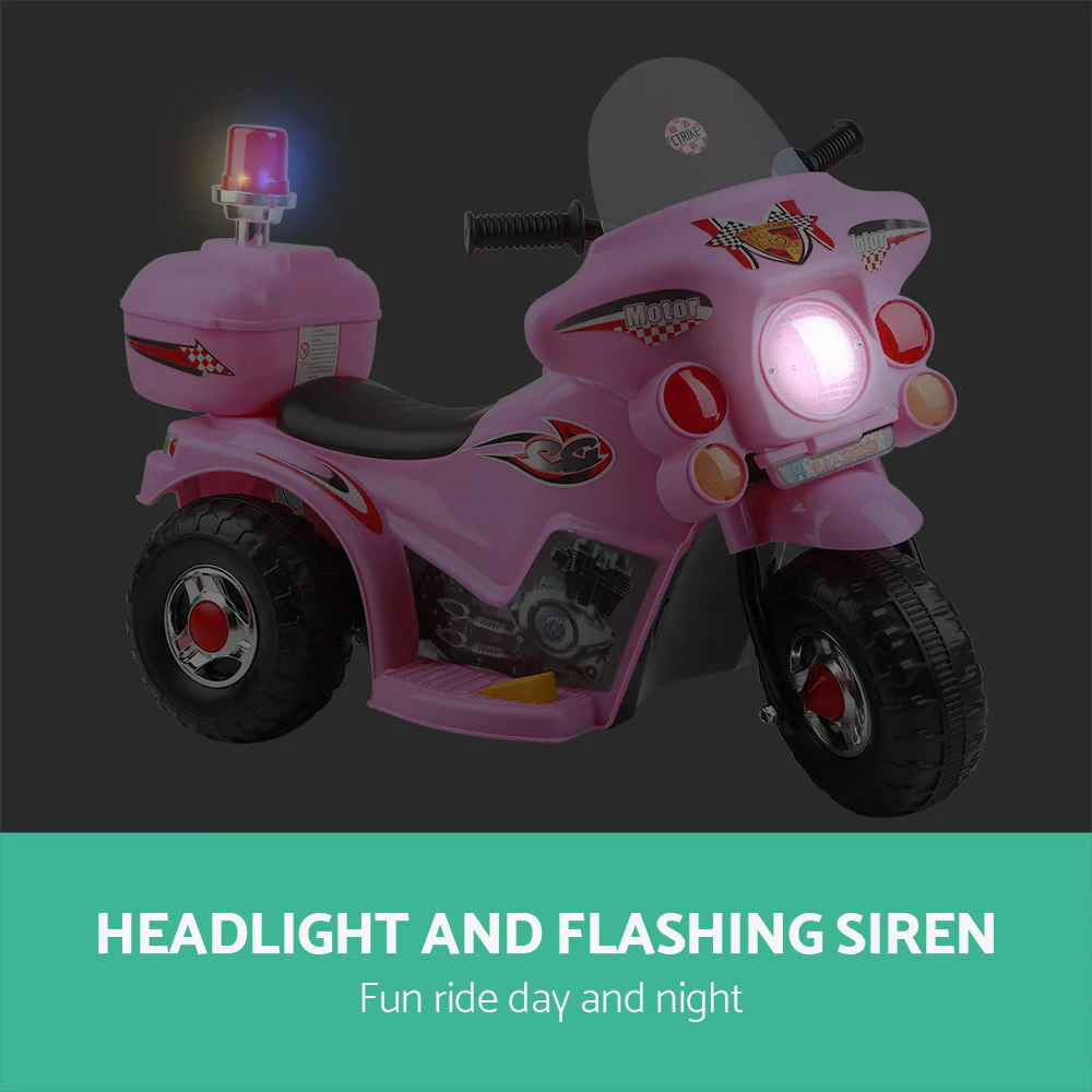 Kids Ride On Motorbike Motorcycle Car - Pink - Nurns