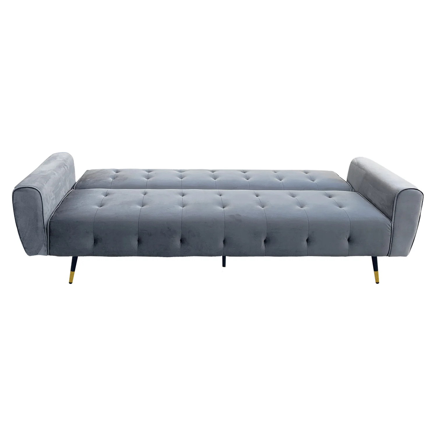 Milli 3-Seater Tufted Velvet Sofa Bed - Light Grey - Nurns