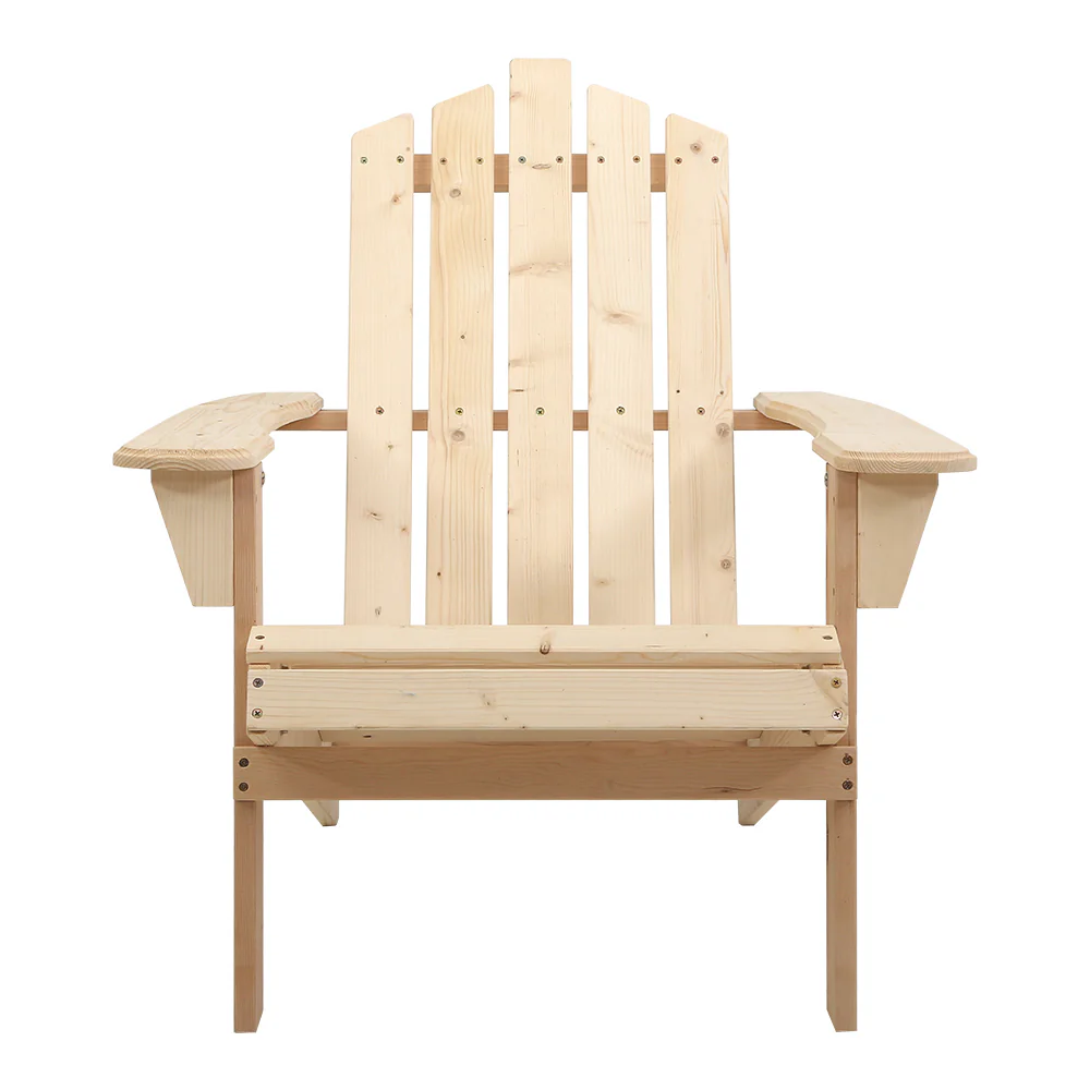 Adirondack Gardeon Outdoor Chairs Wooden Beach Chair Patio Furniture Garden Natural - Nurns