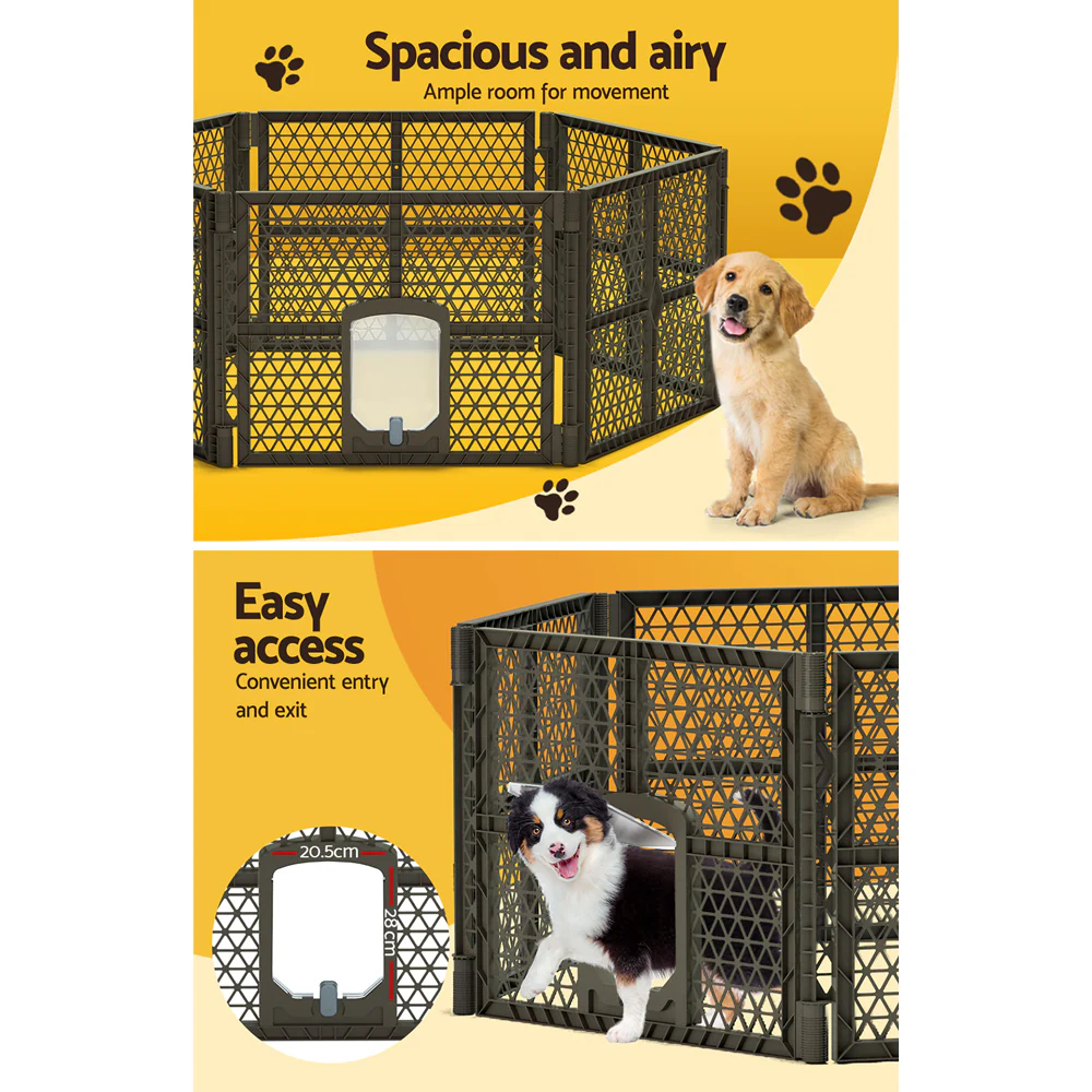 Pet Dog Playpen Enclosure 6 Panel Fence Puppy Cage Plastic Play Pen Fold - Nurns