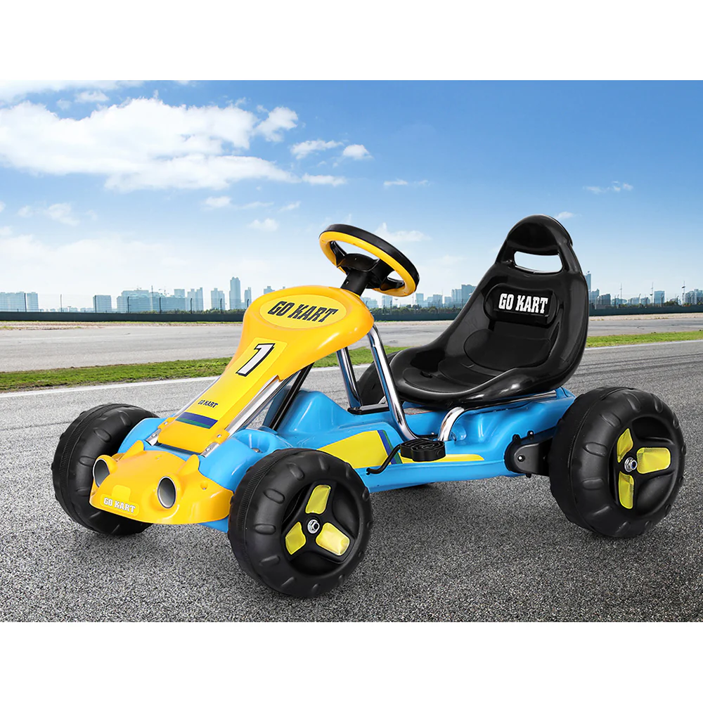 Kids Pedal Go Kart Ride On Toys Racing Car Plastic Tyre - Blue - Nurns