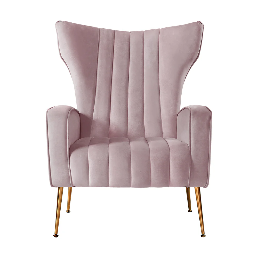 Maricel Accent Velvet Seat Lounge Armchair - Pink - Nurns