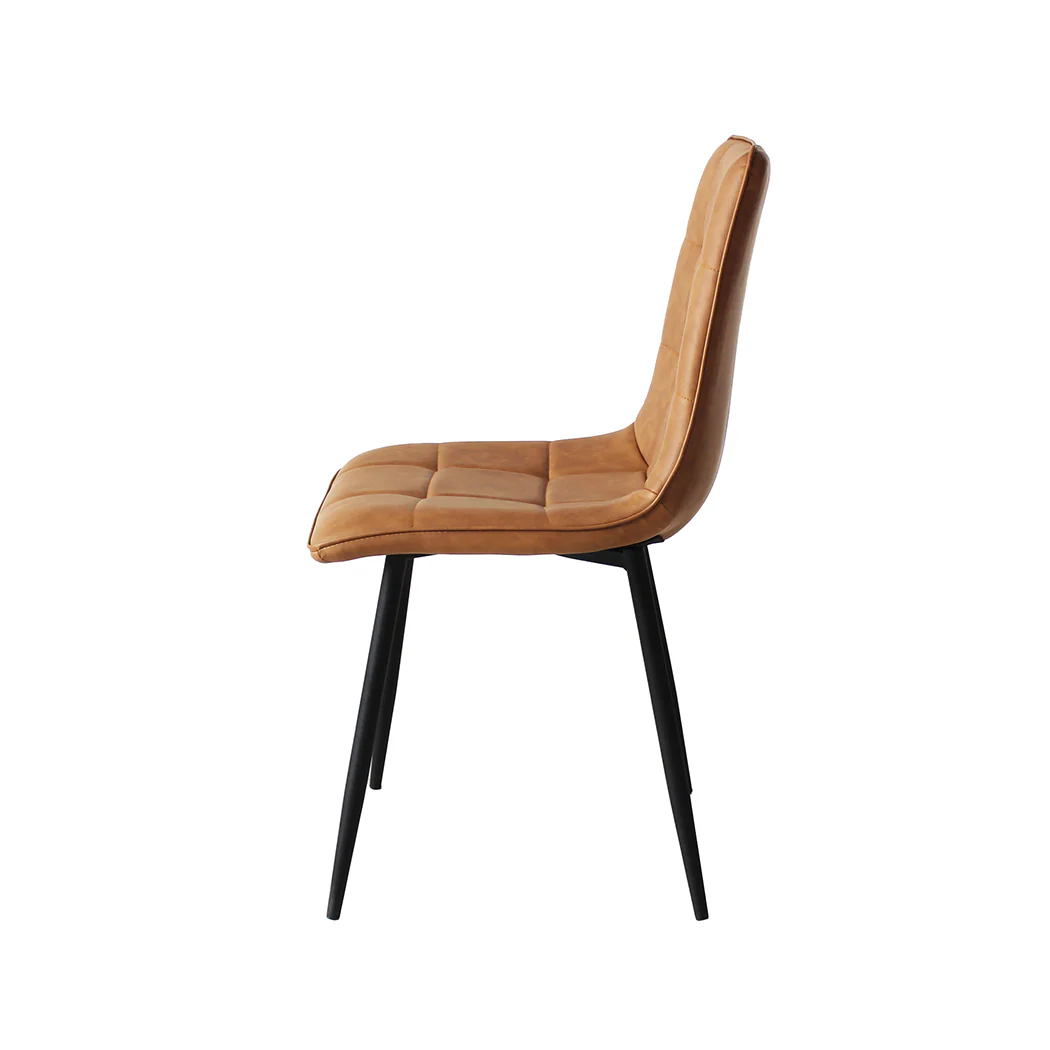 Avery Set of 4 Dining Chairs Kitchen Table Lounge Room Padded Seat PU Leather - Brown - Nurns