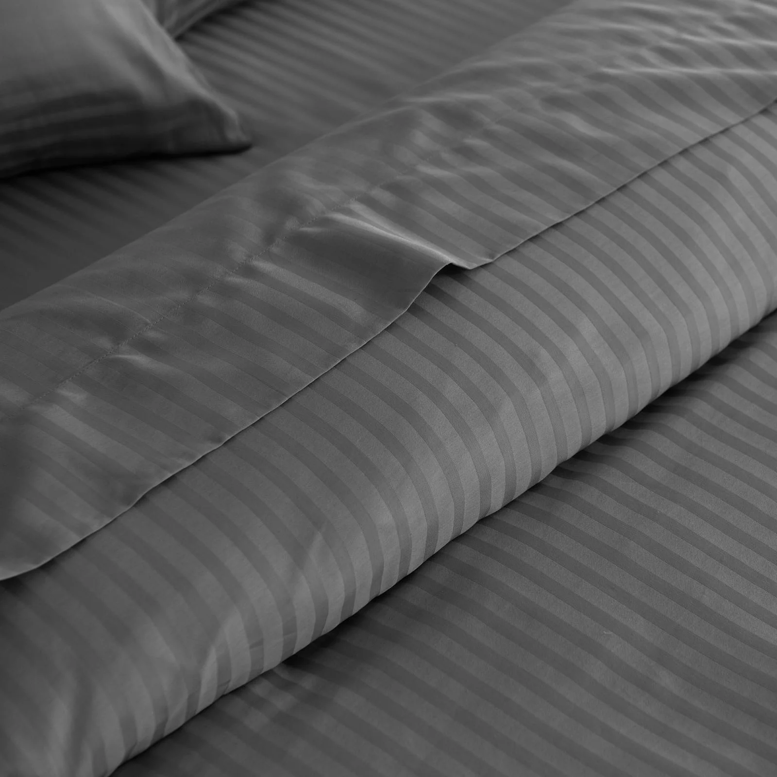 Queen Kensington 1200TC Cotton Sheet Set Stripe - Charcoal - Nurns