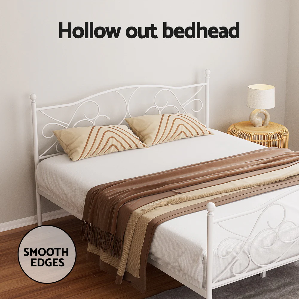 Medina Metal Bed Frame - White Queen - Nurns