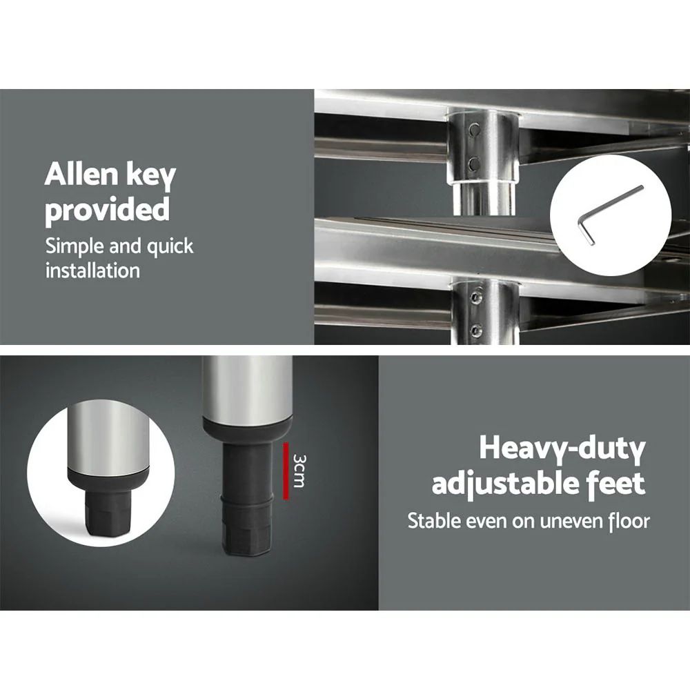 610x1829mm Commercial Stainless Steel Kitchen Bench - Nurns