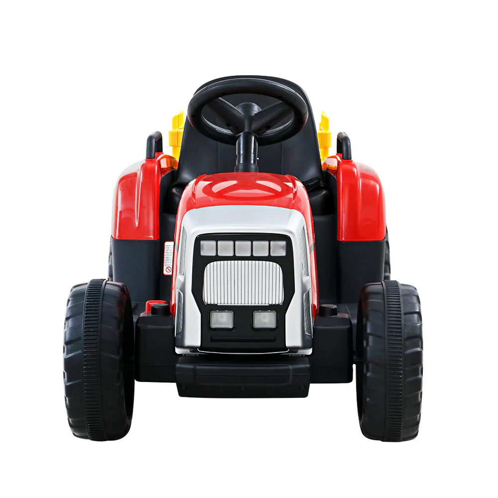 Ride On Car Tractor Trailer Toy Kids Electric Cars 12V Battery - Red - Nurns