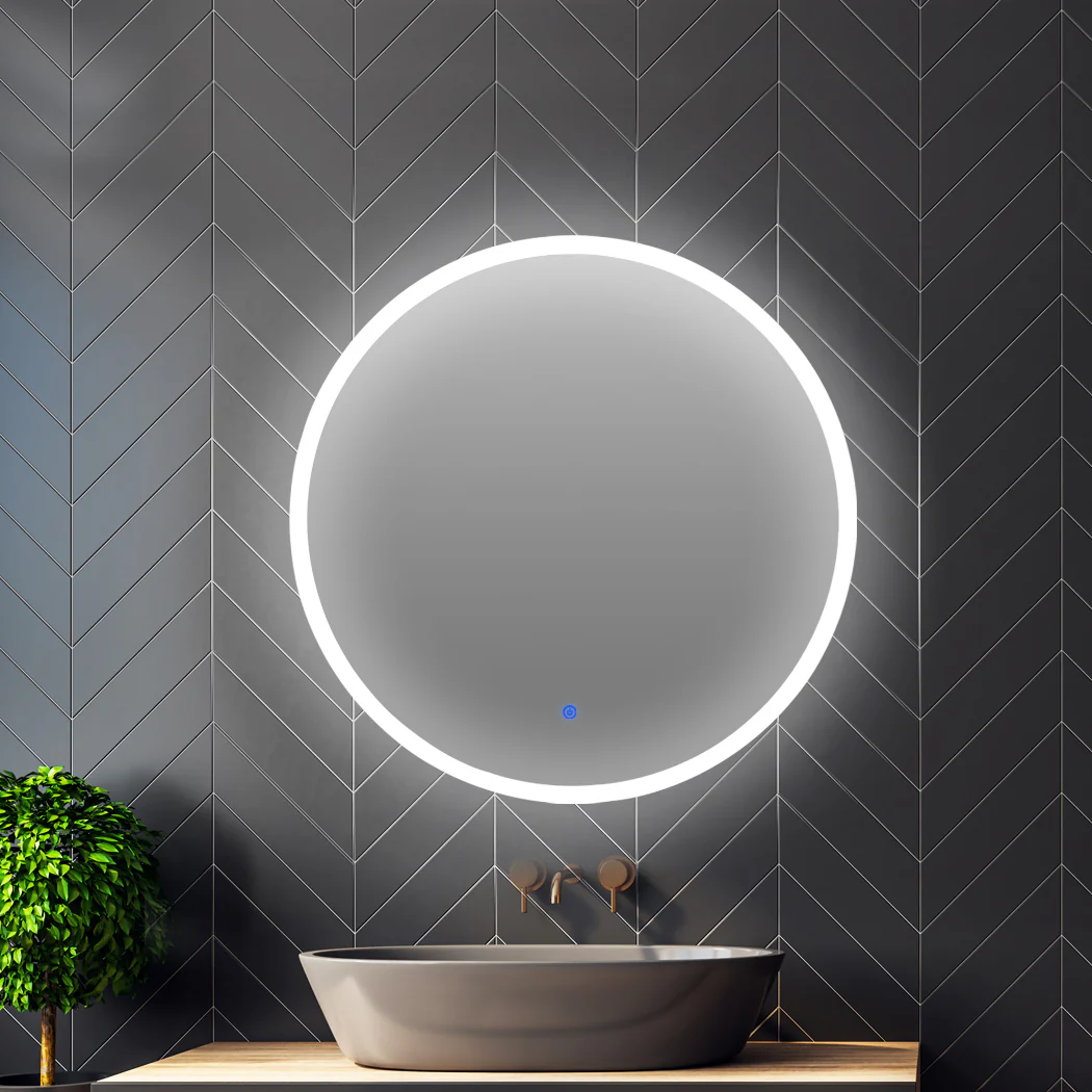LED Wall Mirror Round Anti-fog Bathroom Mirrors Makeup Light Decor 60cm - Nurns