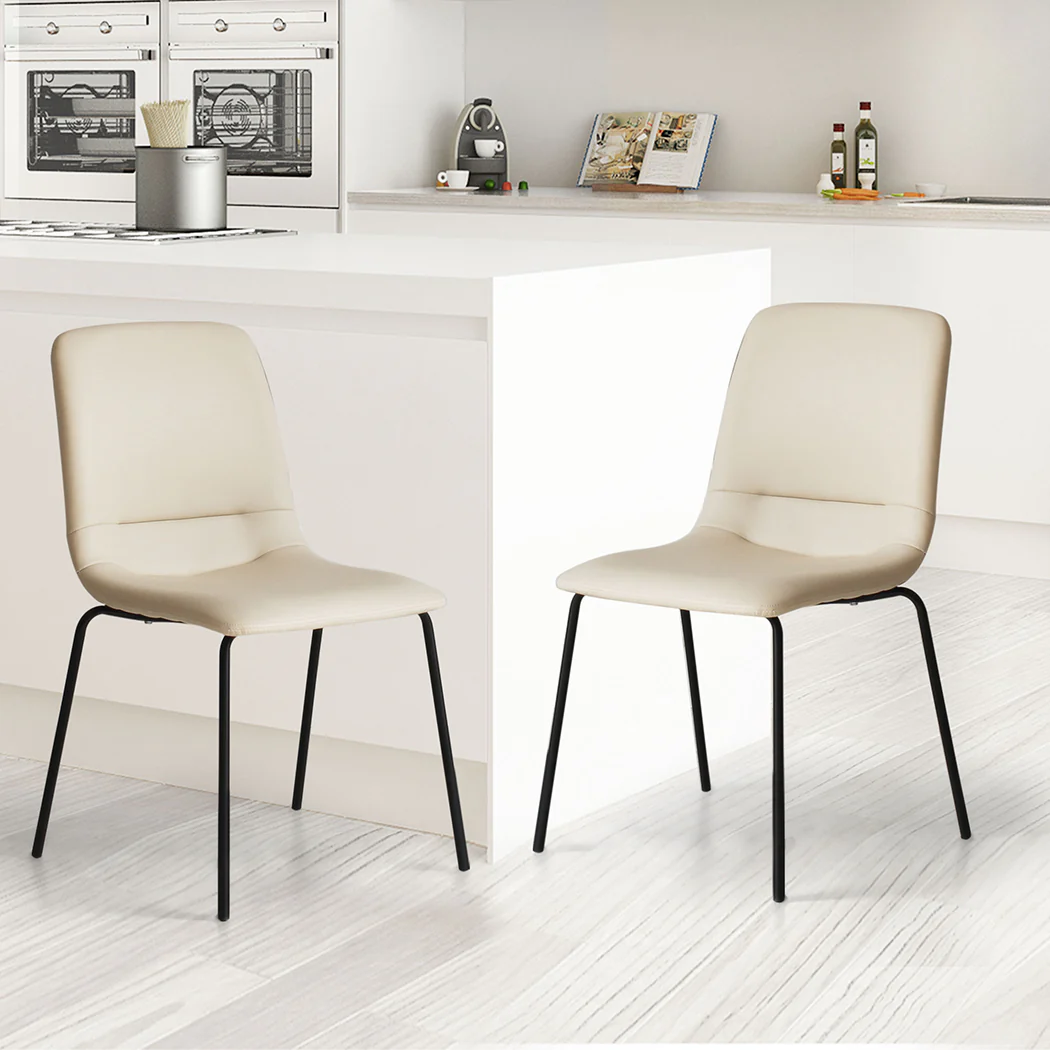 Elspeth Set of 4 Stackable Dining Chairs Kitchen - Beige - Nurns