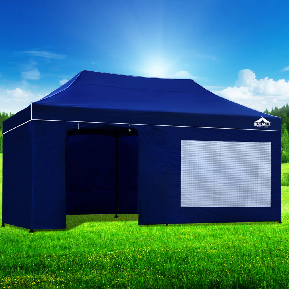 Instahut Gazebo 3x6 Pop Up Marquee Folding Tent Wedding Gazebos Camping Outdoor Shade Canopy Blue - Nurns