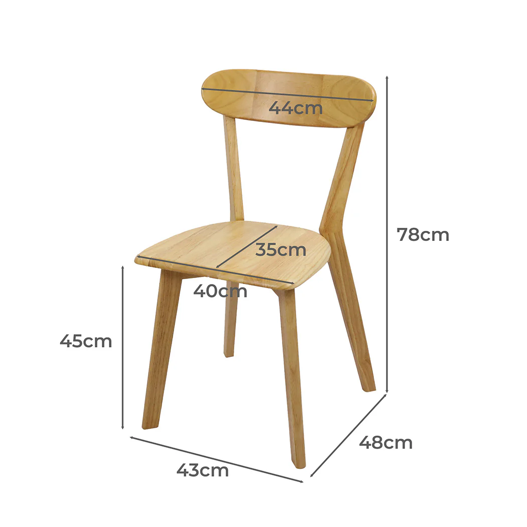 Felicity Set of 2 Dining Chairs Wooden Kitchen Chair - Natural - Nurns