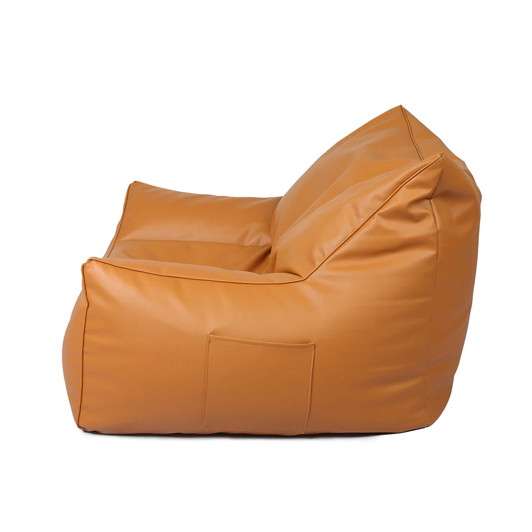 Bean Bag Chair Square Cover PU Indoor Home Game Lounger Seat Lazy Sofa Large - Brown - Nurns