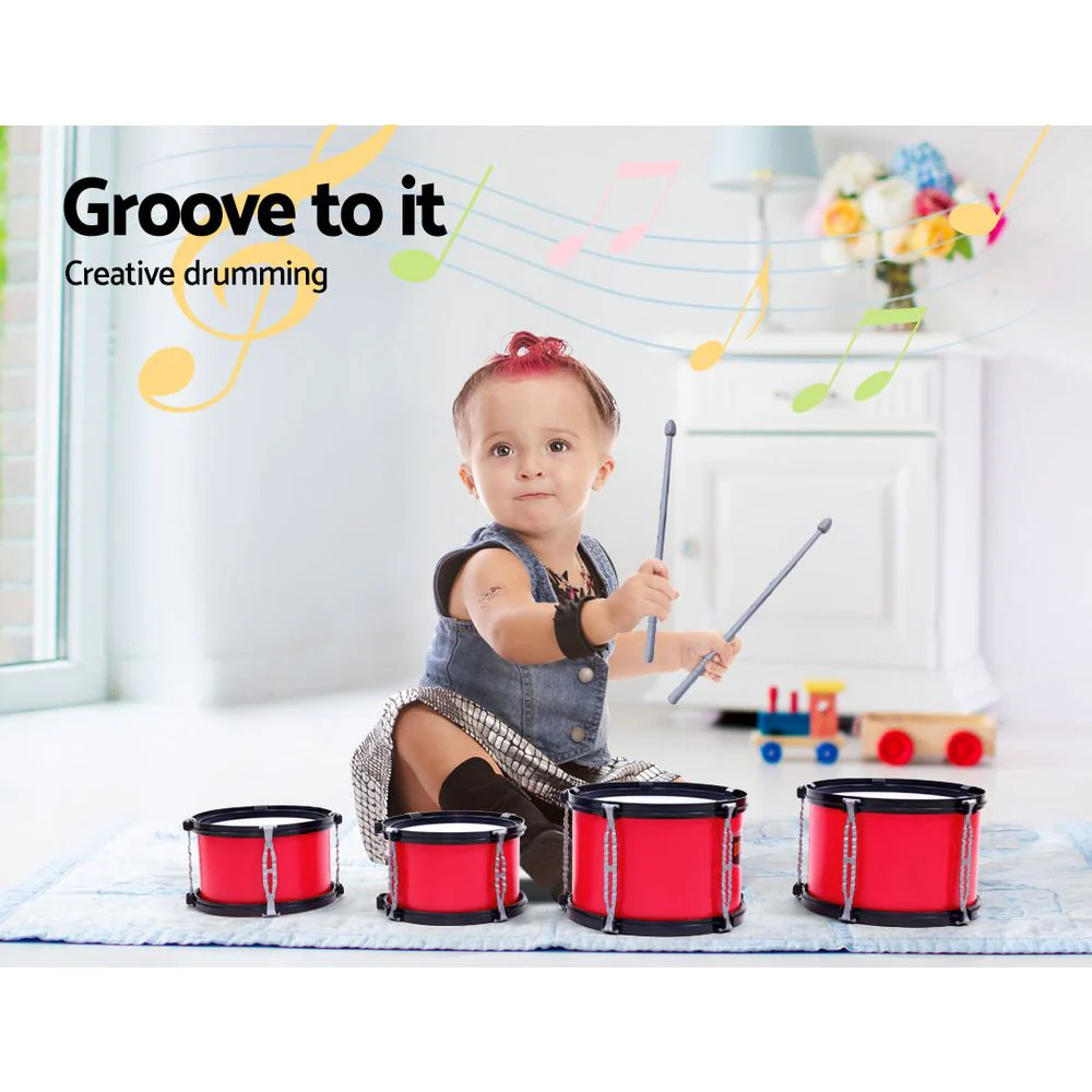 Kids 7 Drum Set Junior Drums Kit Musical Play Toys Children's Mini Big Band - Nurns