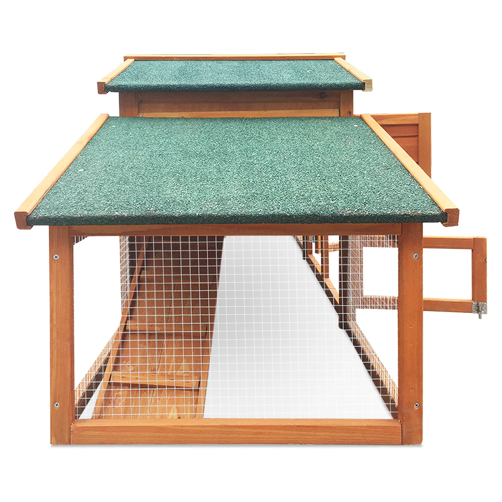 Rabbit Hutch Chicken Coop Wooden Pet Hutch 169cm x 52cm x 72cm - Nurns
