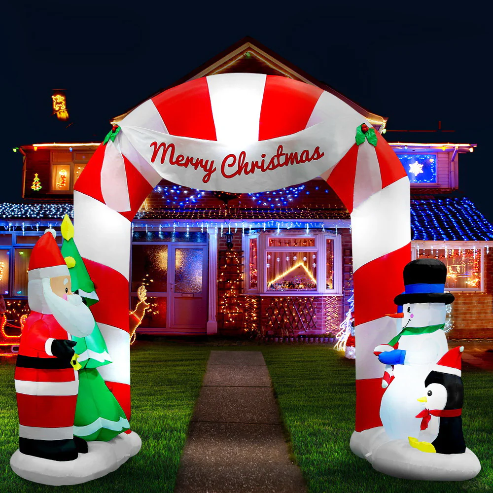 Archway Santa Christmas Inflatable Illuminated Xmas Decorations - 3M - Nurns