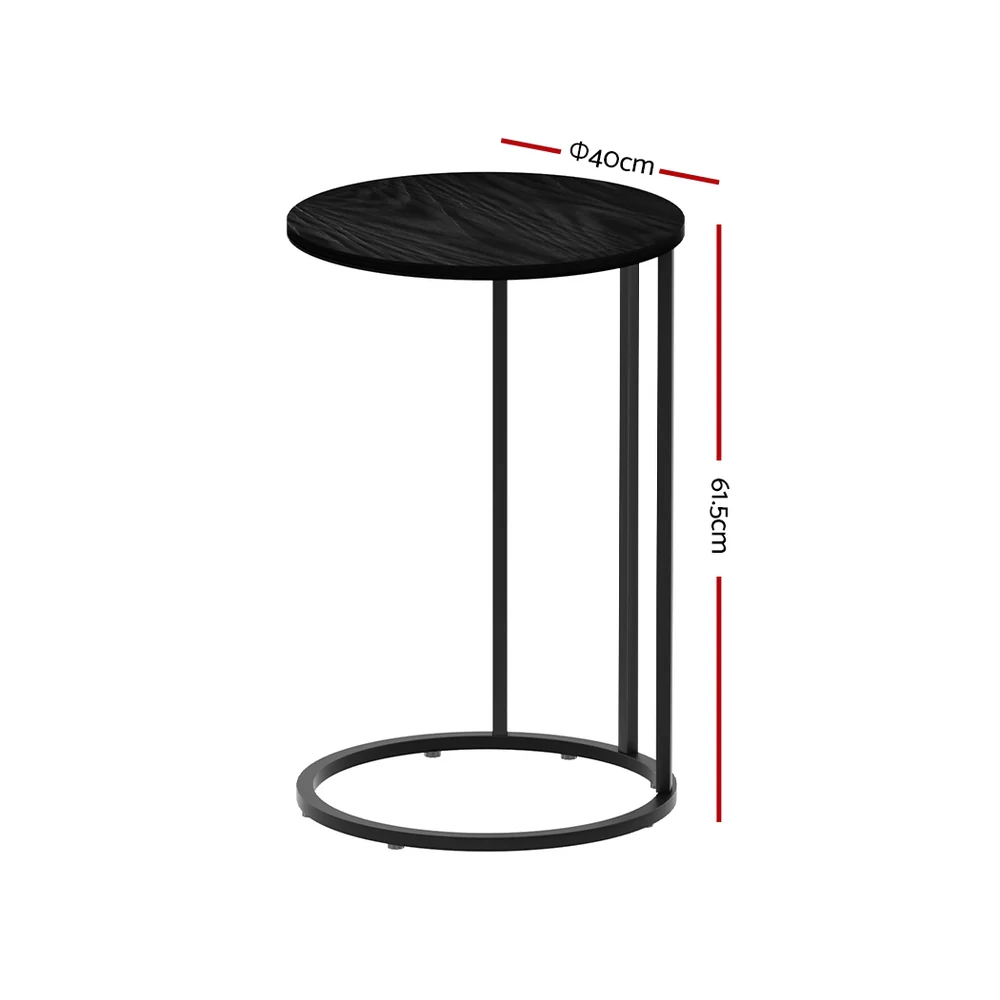 Ixiona Side End Table Round - Black - Nurns