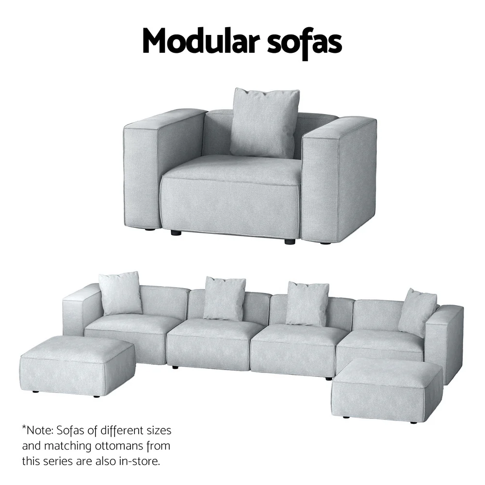 Mckenzie 5-Seater Modular Sofa Chaise Set - Grey - Nurns