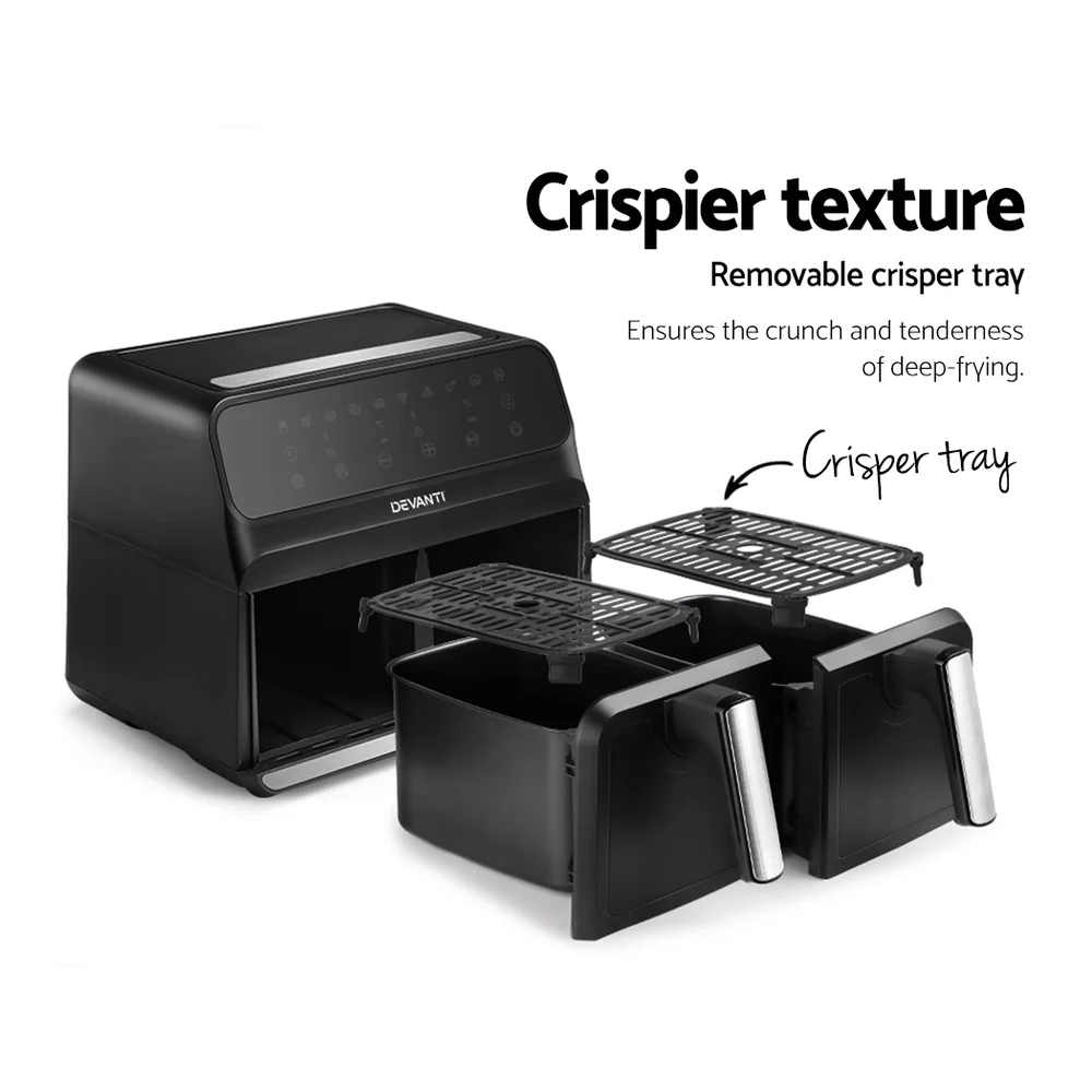 Devanti Air Fryer 8L Dual Zone Fryers - Nurns