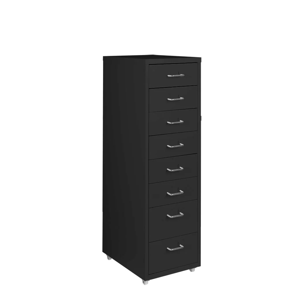 Levede 8 Drawer Office Cabinet Drawers Black - Nurns