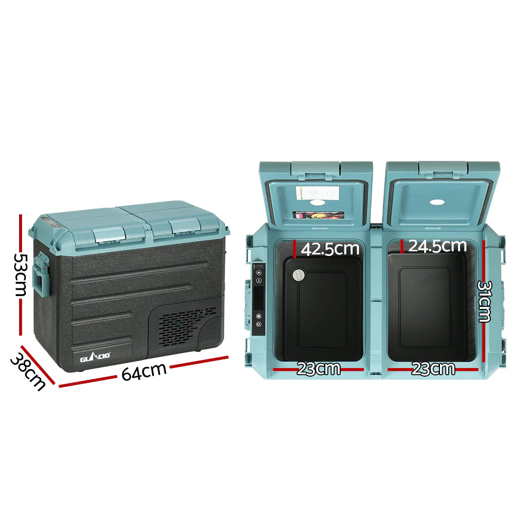Glacio 50L Portable Fridge Freezer Cooler Camping 12V/24V/240V Caravan Car - Nurns