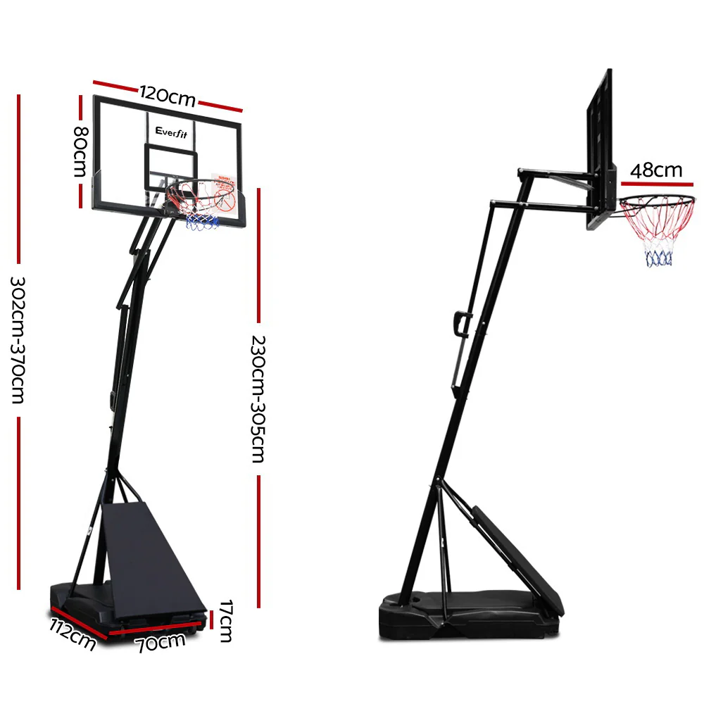Everfit 3.05M Basketball Hoop Stand System Adjustable Height Portable Black Pro - Nurns