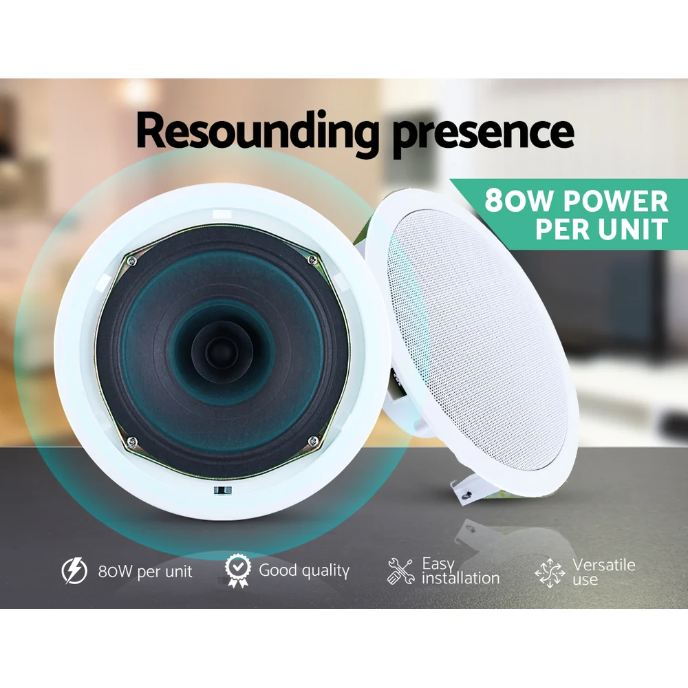 Set of 8 6-Inch Ceiling Speakers In Wall Speaker Home Audio Stereos Tweeter - Nurns