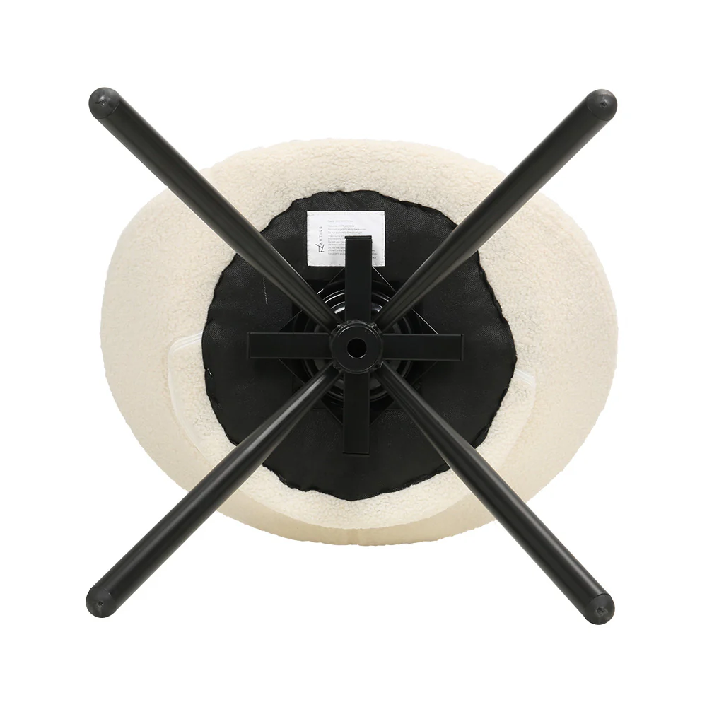 Imogen Set of 2 Dining Chairs Sherpa Bouclé Swivel Base - Beige - Nurns