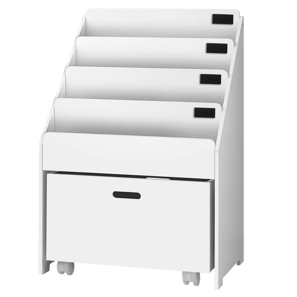 Kids Bookshelf Storage Organiser Bookcase Drawers Children Display Shelf - Nurns