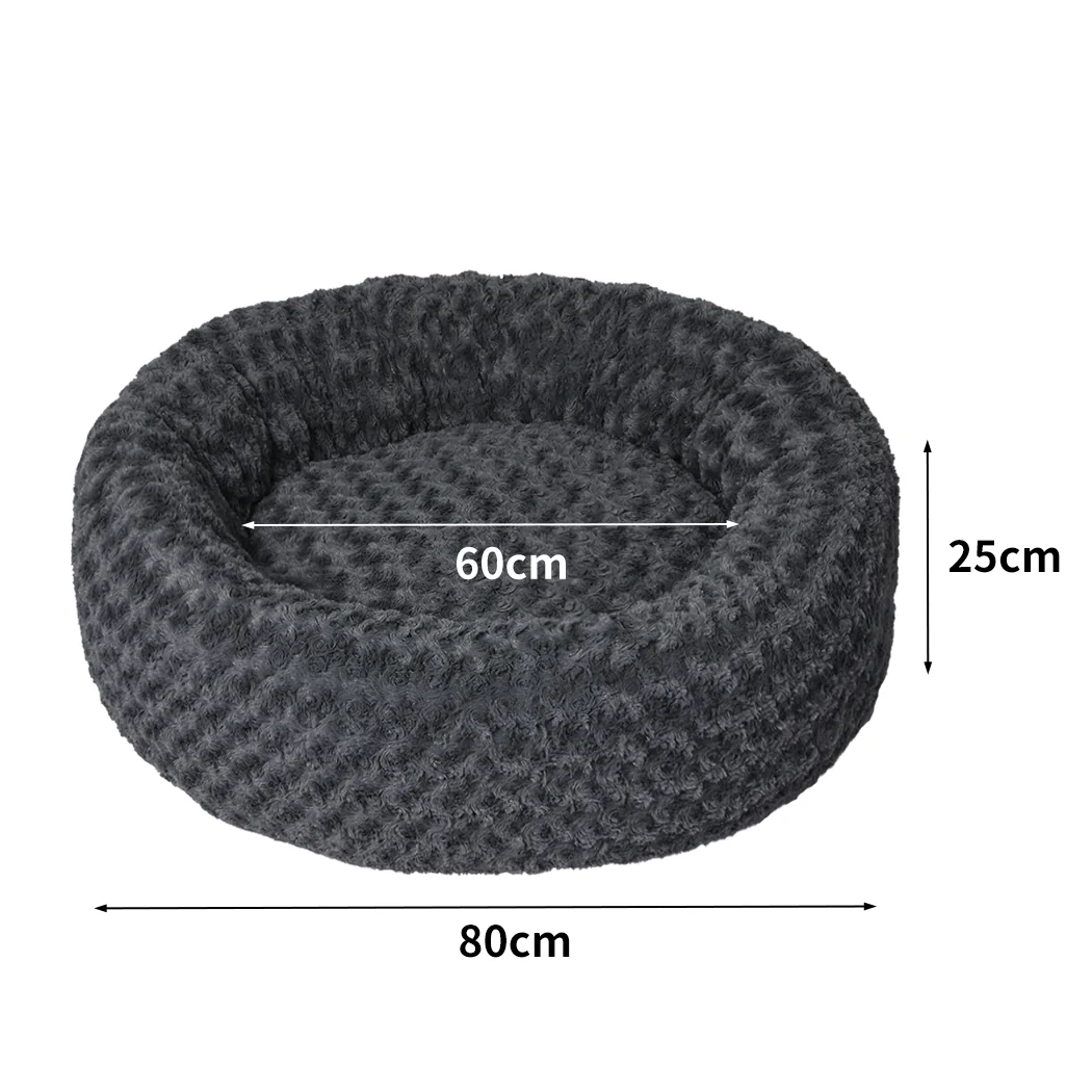 LARGE Dog Beds Calming Warm Soft Plush - Dark Grey - Nurns