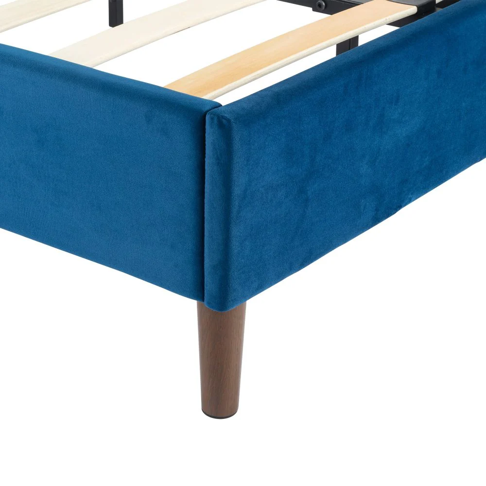 Maya Velvet Bed Frame - Blue Queen - Nurns