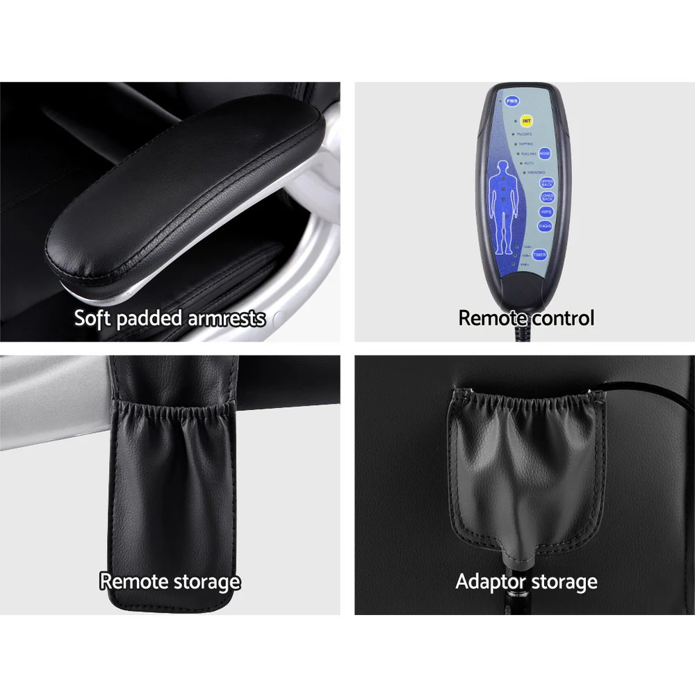 Artiss 8 Point Massage Office Chair Pu Leather Black - Nurns