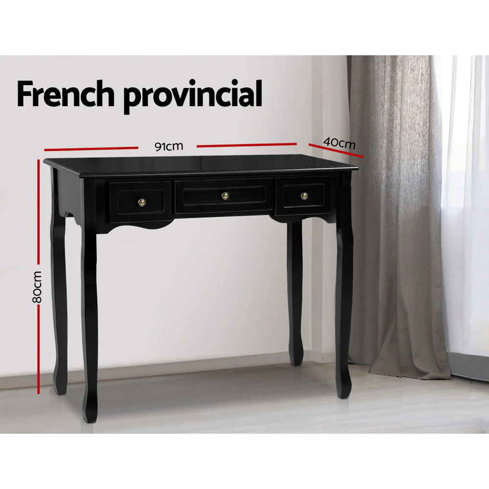 Hallway Console Table Hall Side Dressing Entry Display 3 Drawers Black - Nurns