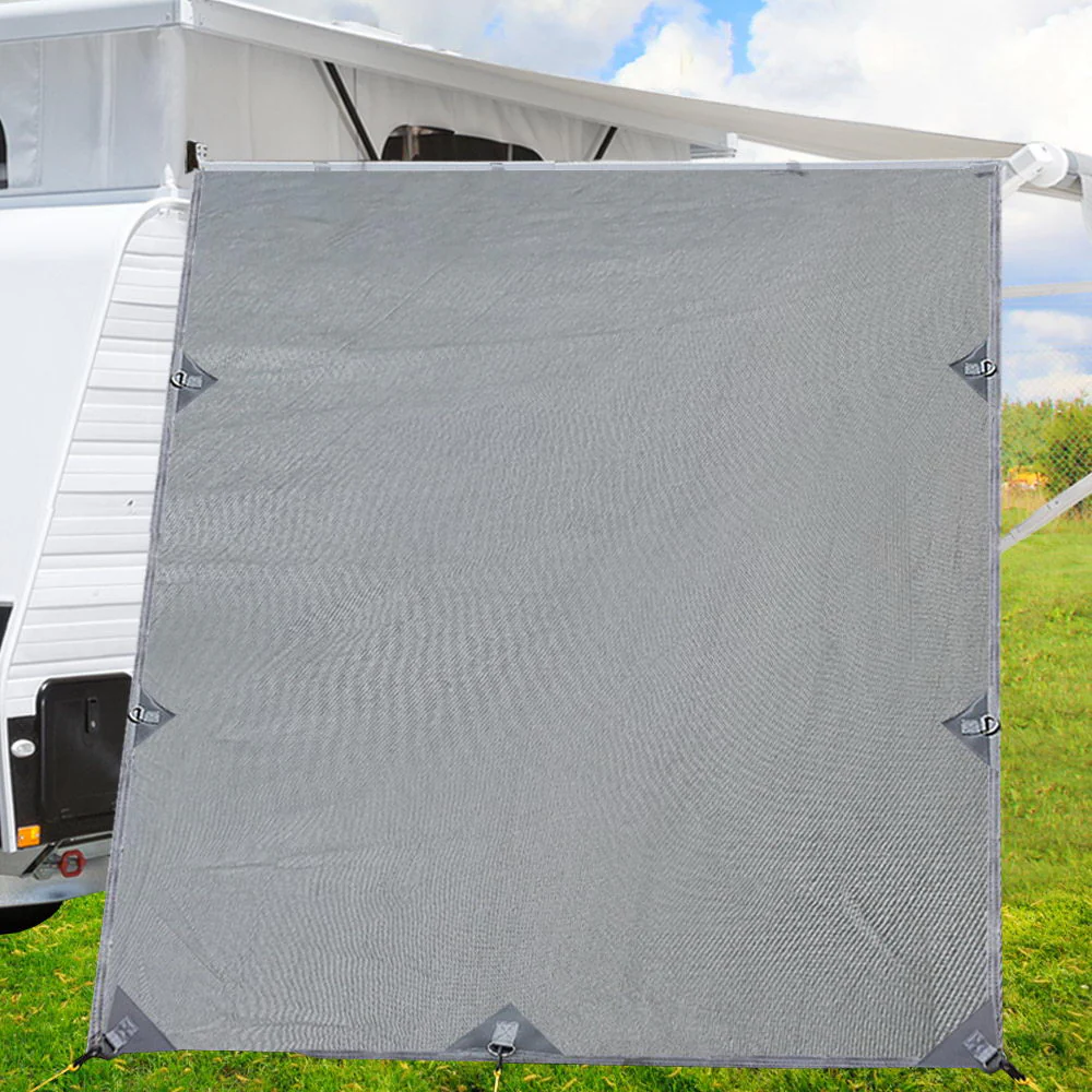 Caravan Privacy Screen Roll Out Awning 2.1x1.8M Sun Shade Pop Top End Wall Grey - Nurns