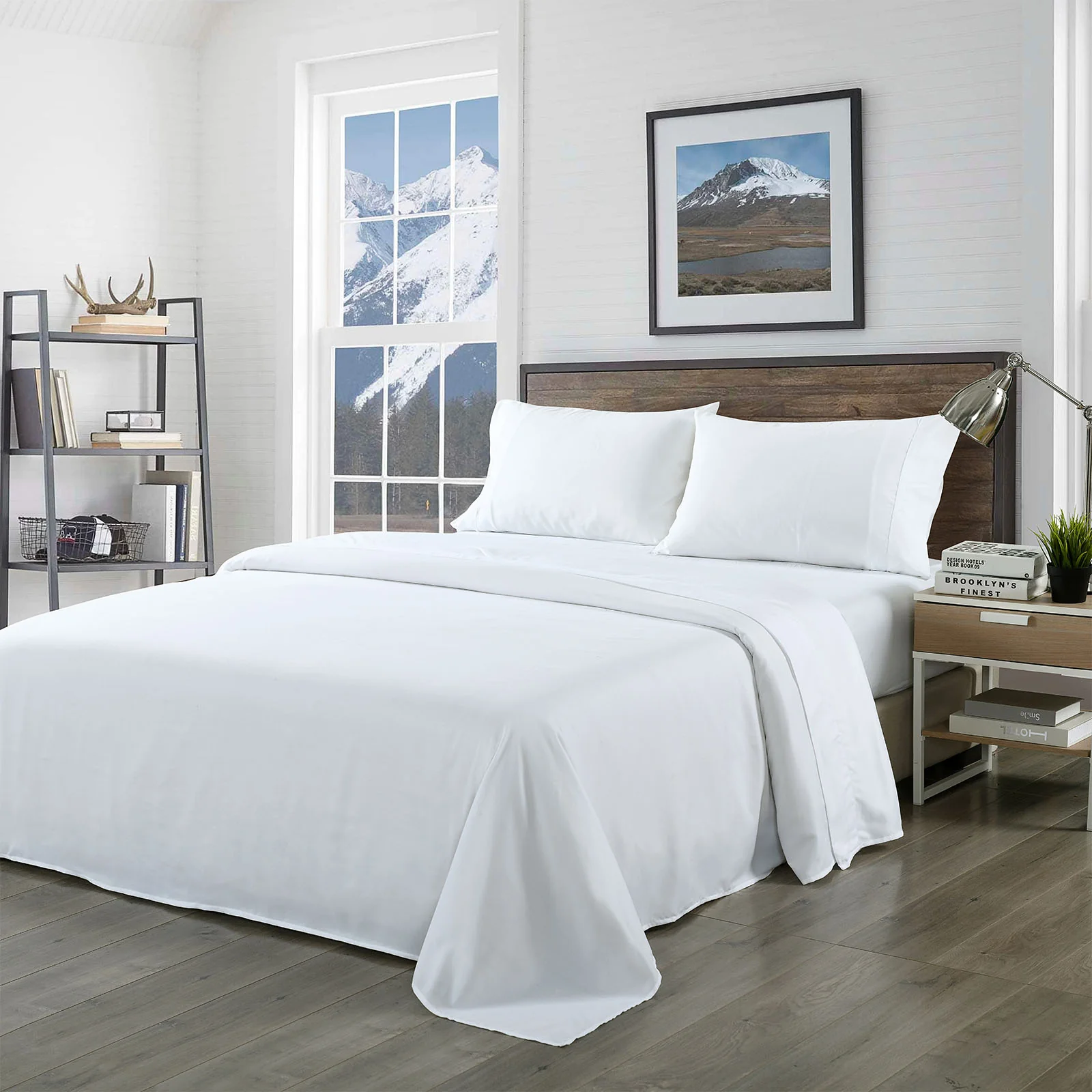 Queen Royal Comfort Blended Bamboo Sheet Set - White - Nurns